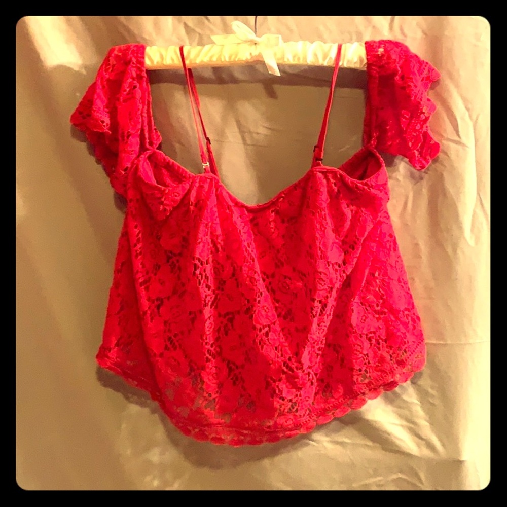 Red floral crop top
